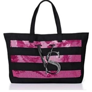 Victoria’s Secret Limited Edition Black and Pink Bling Sequin Tote Bag